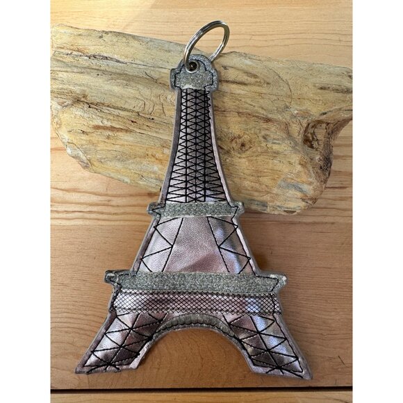 Loungefly Eiffel Tower Metallic Rose Gold Faux Leather Keychain Wallet With ID - Picture 3 of 4